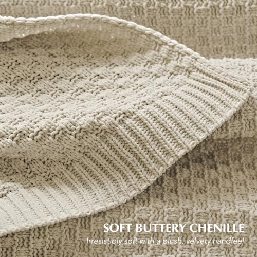 EVERGRACEHOME Chunky Chenille Knit Throw Blanket, Birch, 50" x 60" - color: Birch, size: 50" x 60"