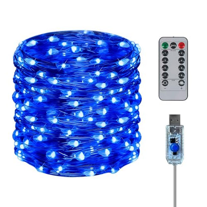 Twinkle Fairy Lights 8 Modes with Remote and Timer 33ft 100LED - color: Blue, size: 1 Pack