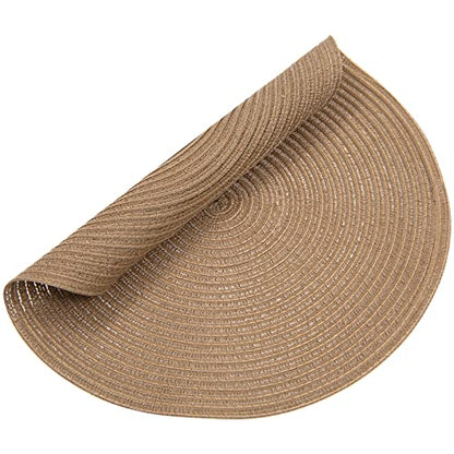 SHACOS Round Braided Placemats Set of 8 Washable 15 inch Round Table Mats Woven Place Mats for Dining Table (Brown, 8) - color: Brown, size: Set of 8