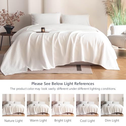 Simple&Opulence 100% Cotton Waffle Weave Throw Blanket 40"x50", White - color: White, size: Small(40"x50")