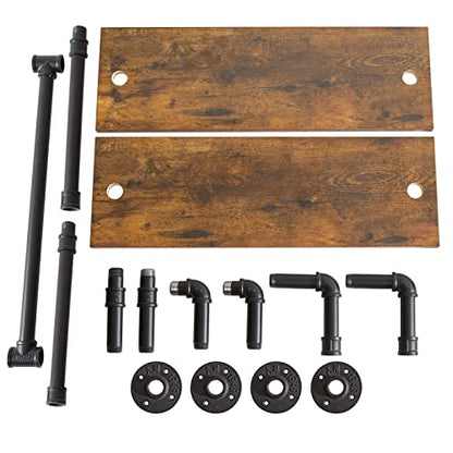 IBUYKE 2-Tiers Industrial Pipe Shelves with Towel Bar RF-TM014 - size: 2 Tier with Tower Bar