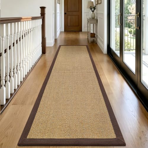 DEXI Jute Runner Rug 3x12, Rug Runners for Hallways, Natural/Brown - color: Natural/Brown, size: 3' x 12' (Runner)