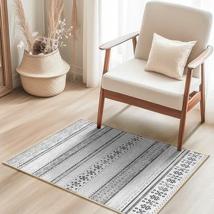 2x3 Washable Area Rugs for Living Room Boho Bathroom Rug Grey/Black/Navy - color: Grey/Black/Navy, size: 2' x 3' (Rectangular)