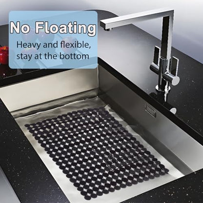 Kitchen Sink Mat,2 Pack Sink Protectors for Kitchen Sink with Scissors - color: Dark Black