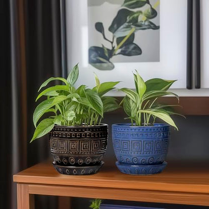 G EPGardening Ceramic Plant Pot, 5.5 Inch Ceramic Planter, Black - color: Palindrome Black