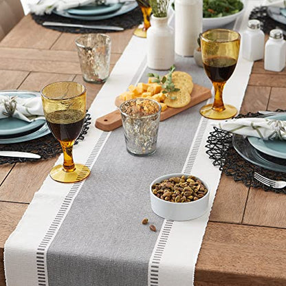 DII Dobby Stripe Table Runner, 13x72 Cool Gray & Cream Background - color: Cool Gray, size: 13x72"