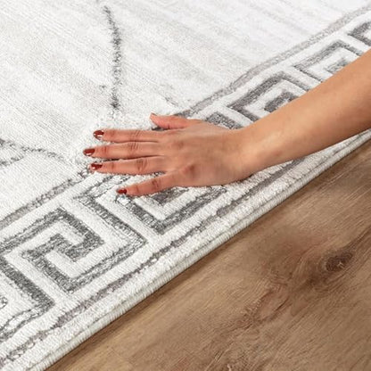 GLORY RUGS Area Rugs Marble 2x7 Cream Gray Carpet Modern Abstract Rug Living Room Dining Bedroom Rug - color: Cream Gray, size: 2' x 7' (Rectangular)