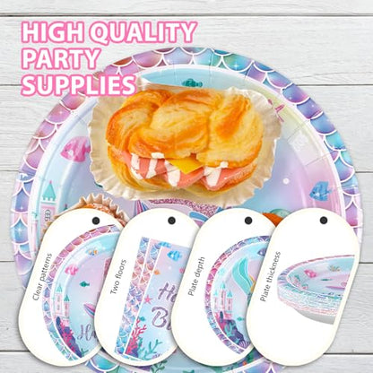 Grencian 96 Pcs Mermaid 5th Birthday Party Decorations for Girls, Serves 24 - style: Mermaid 5th Kit