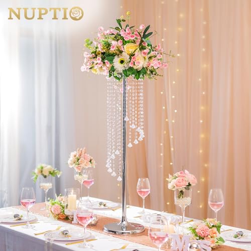 NUPTIO Tall Centerpiece for Table, Silver, 35.4", 10 Pcs - color: Silver, size: 10 Pcs 35.4 in