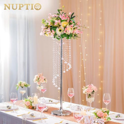 NUPTIO Tall Centerpiece for Table, Silver, 35.4", 10 Pcs - color: Silver, size: 10 Pcs 35.4 in