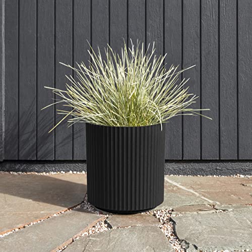Veradek Demi Series Planter - Large Round Outdoor Planter - color: Black, size: 16 inch