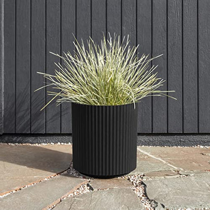 Veradek Demi Series Planter - Large Round Outdoor Planter - color: Black, size: 16 inch - 2 Pack