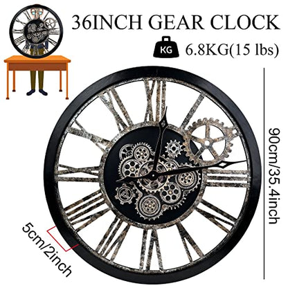 The B-Style 36" Large Wall Clock Black and Bronze - color: Black and Bronze, size: 36 inch (90 cm)