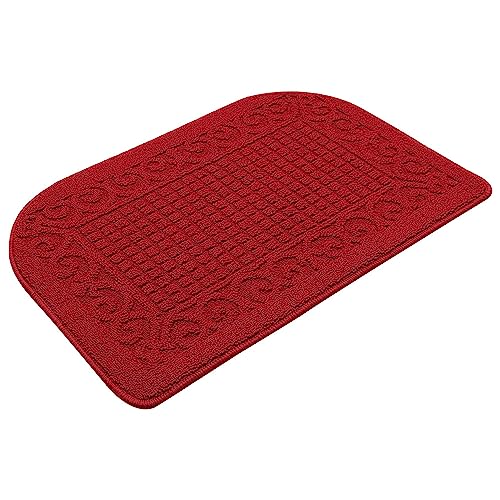 COSY HOMEER 27x18 Half Round Kitchen Rug,Non Slip Washable Mat,Burgundy 1PC - color: Burgundy, size: 1'6" x 2'3" (Semicircular)