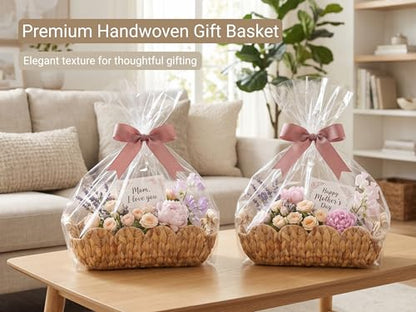 Coeusy 2 Pack Wicker Baskets, Cute Scalloped Baskets,Natural Water Hyacinth - color: Water Hyacinth