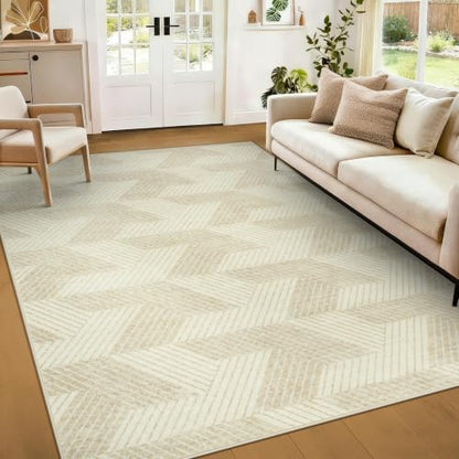 MXSANYOO Area Rugs 5x7 for Living Room, Washable Geometric Beige Carpet - color: Beige, size: 5' x 7' (Rectangular)