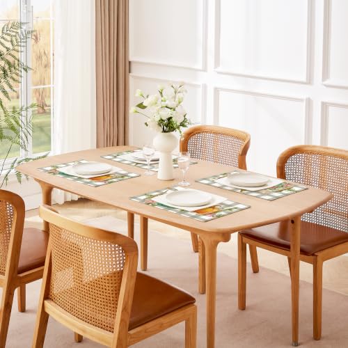 QIYI Fall Placemats Set of 4, 12"x18" Linen Place Mats, Plaid Pumpkin - color: Plaid Pumpkins, size: Set of 4