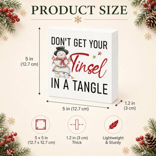 Don't Get Your Tinsel in a Tangle Sign, Funny Christmas Wood Box Decor - color: Style 25
