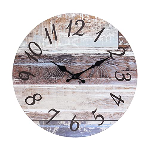 Stonebriar Vintage Farmhouse 14 Inch Round Battery Operated Hanging Wall Clock - size: 14 Inch