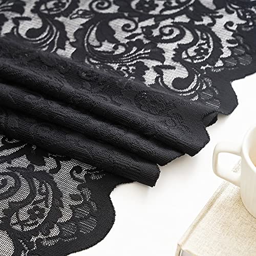 ALIGOGO Black Lace Curtains for Bedroom, Gothic Style, 52W x 63L Inch - color: Black, size: 52"W x 63"L (Pack of 2)