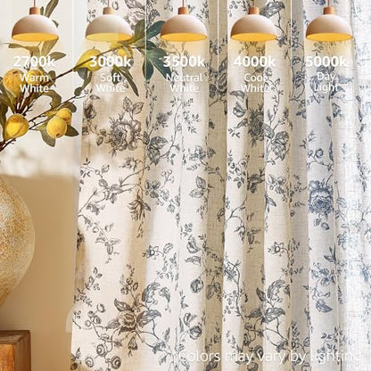 jinchan Linen Curtains 63 inch Black Floral Farmhouse Rod Pocket 2 Panels - color: Amlie Black, size: 50"W x 63"L (Pack of 2)