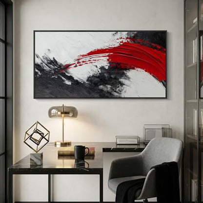Extra Large Framed Red Black White Abstract Wall Art for Living Room, 60x30 - color: Black White Red B, size: 60"L x 30"W
