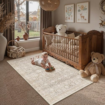 Beige 3x5 Area Rug Neutral Distressed Doormat - color: Accent | Beige, size: 3' x 5' (Rectangular)