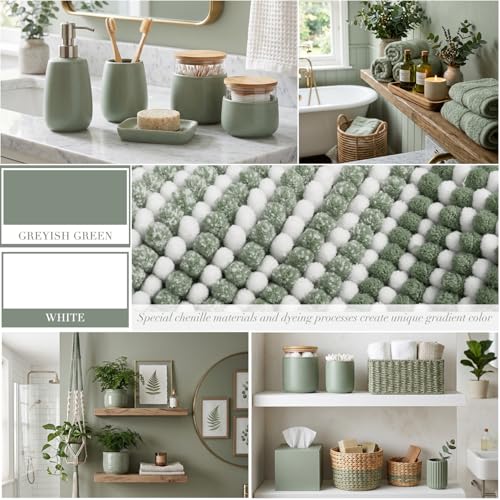BSICPRO Bathroom Rugs Sets 2 Piece, Non Slip Bath Mats, Greyish Green - color: Greyish Green, size: 20" x 32" Plus 16" x 24"