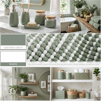 BSICPRO Bathroom Rugs Sets 2 Piece, Non Slip Bath Mats, Greyish Green - color: Greyish Green, size: 20" x 32" Plus 16" x 24"