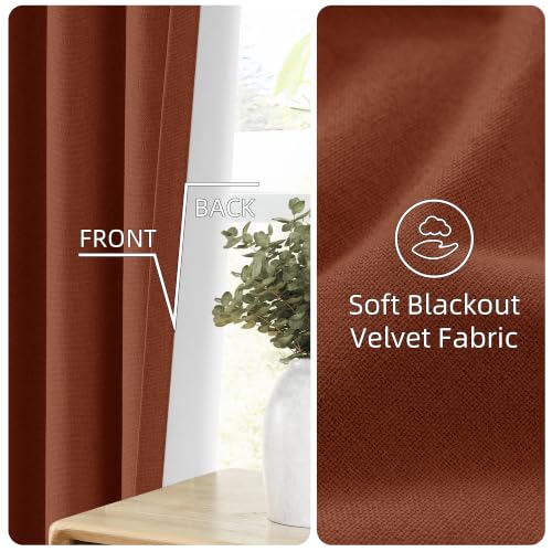 ChrisDowa Terracotta Blackout Curtains 72 Inches Long 2 Panels for Bedroom - color: Terracotta, size: 40"W x 72"L (Pack of 2)