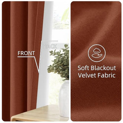 ChrisDowa Terracotta Blackout Curtains 72 Inches Long 2 Panels for Bedroom - color: Terracotta, size: 40"W x 72"L (Pack of 2)