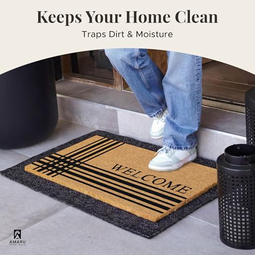 Coir Welcome Mat, Non-Slip, Welcome Classic 5, 17x29 in - color: Welcome Classic 5