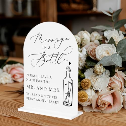Message In A Bottle Guestbook Sign Wedding Guestbook Sign for Engagement Bridal Shower Party Acrylic sign for Table Desk - color: massage in a bottle