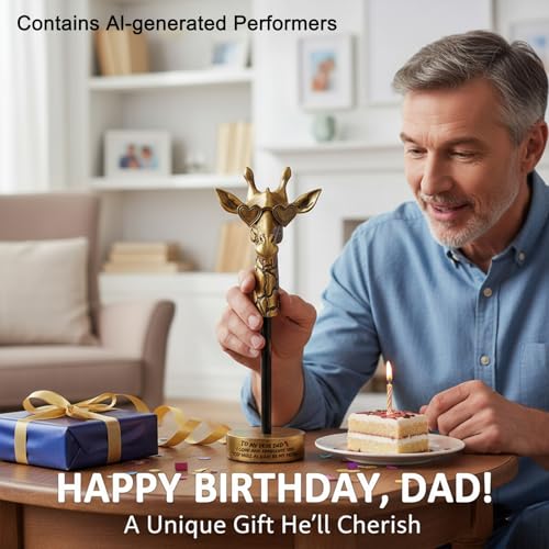 Dad Gifts from Daughter Son Wife, Exquisite Handmade Giraffe Dad Father's Day Birthday Gifts, Funny Cute Animal Gift for Dads, I Love You Papa Gift Idea, Unique Giraffe Bookshelf Decor for Dear Dads - style: TO MY DEAR DAD