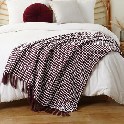 Battilo Throw Blanket for Couch, Red Textured Dot Throw Blankets, 50"x60" - color: Red Dot, size: 50"x60"
