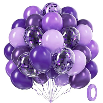 60pcs Purple Balloons 12inch with Metallic Pastel Dark Purple Balloons - color: Dark Purple