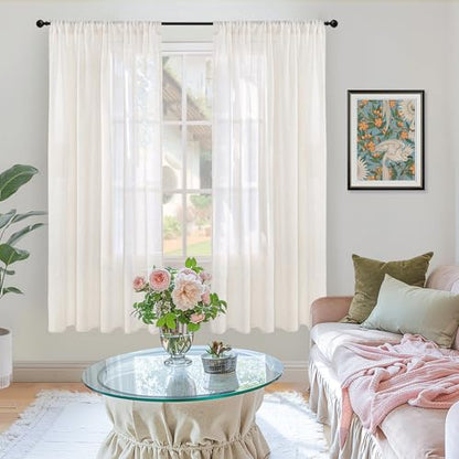 BGment Natural Linen Curtains 42X63 Inch Length for Living Room Windows - color: Linen, size: 42"W x 63"L (Pack of 2)