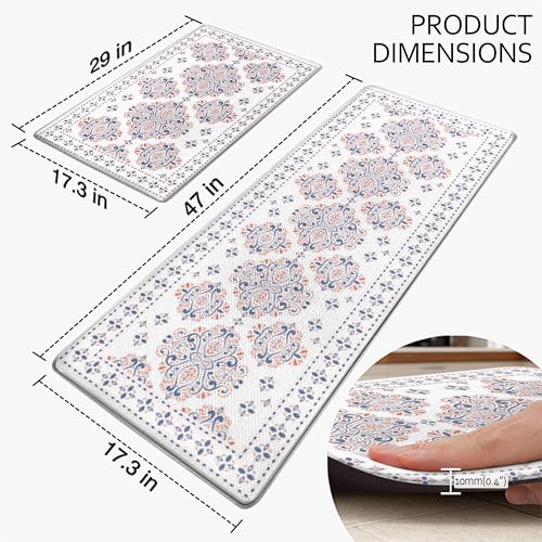 Kitchen Rugs for Floor 2 Pcs Memory Foam Padded Anti Fatigue Kitchen Mat - color: Boho