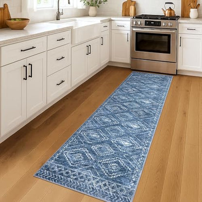 KILOCOCO Washable Runner Rug 2x7 ft Hallway Runners, Stonewashed Blue - color: Stonewashed Blue, size: 2' x 7' (Runner)