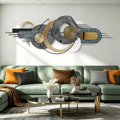 Lucky Monet Large Modern Abstract Metal Wall Art for Living Room, 59"x21.3" - color: Style 4