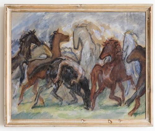Kizbok Vintage Wild Horse Wall Art Decor, Abstract Watercolor Horses Canvas Prints Western Wall Decor Antique Equestrian Wal l Art Painting Mid Century Southwestern A rt Pictures for Gallery Bedroom Bathroom Office Western Home Deco r(8" x 10"-UNFRAMED) -