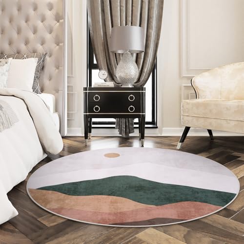 5ft Abstract Round Rug, Mountain Grey Circle Area Rugs Soft Washable - color: Grey, size: 5' (Round)