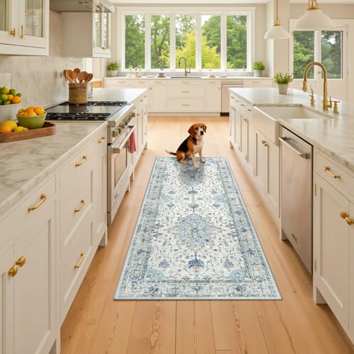 RELEANY Washable Vacuum-Friendly Area Rugs Runner 2'x6' Blue/Gray - color: Blue/Gray, size: 2' x 6' (Rectangular)