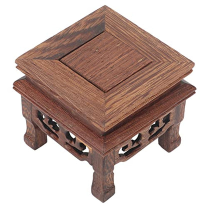 Yosoo Health Gear Wood Display Stand Base Small Tabletop Teapot Display Stand, Wood Carved Pedestal Oriental Home Decoration for Vase Flower Pots Teapot Fishbowl Table Lamp