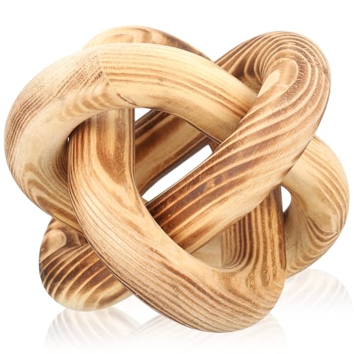 Yalikop 3 Link Wood Knot Decor Rustic Table Shelf Accents, Burnt - color: Burnt