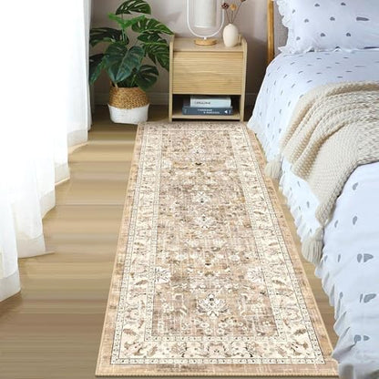 LOKHOM 2x6 Hallway Runnner Rug, Boho Non-Slip Washable Kitchen Rugs, Beige - color: Beige Brown, size: 2' x 6' (Runner)
