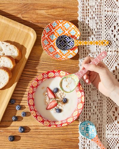 Metahom Ceramic Small Serving Spoons, Colorful Soup Spoon Set of 6 - size: 6.25 inch