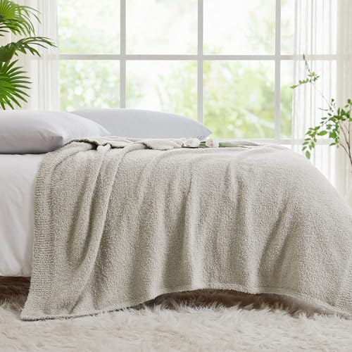 CYMULA Super Soft Knit Throw Blanket Twin Size Light Grey-Lightweight Plush Fuzzy Fluffy Warm Cozy Blankets and Throws for Sofa Bed All Season Use, 60x80 inches - color: Light Grey, size: Twin(60"x80")