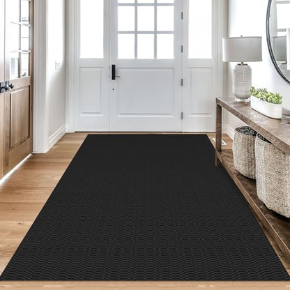 KOZYFLY 4x6 Washable Area Rug, Non Slip Living Room Rug, Black/Grey - color: Black/Charcoal Grey, size: 4' x 6' (Rectangular)