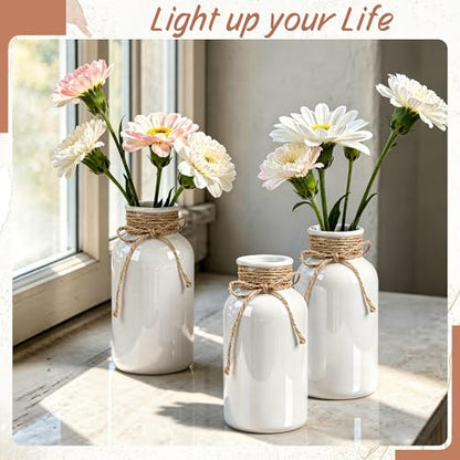 12 Pack Mason Jar Vases for Centerpieces, White Glass Flower Vase - color: White